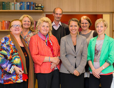 v.l.n.r. Mag. Eva Maria Luger (Dachverband Wiener Sozialeinrichtungen), Ilse Frisch (Caritas Wien), Bezirksrätin Margarete Pelikan, Christian Klein (Caritas Wien), Oberin Monika Pinaz, MBA (FSW), Dr. Waltraud Fastl (Caritas Wien) und Petra Nicol Gottwald (FSW)
