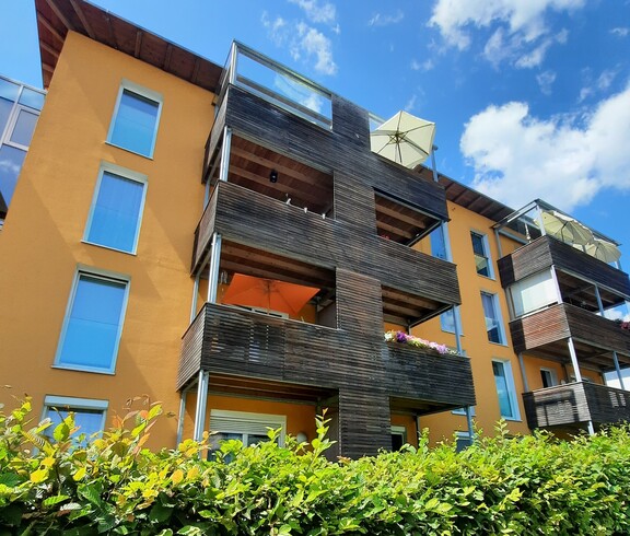 Ein Wohnhaus von außen