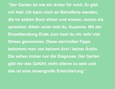 Zitat einer Teilnehmerin bei "Der Garten"