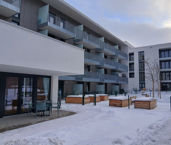 Das Betreute Wohnen Saalfelden Achenweg von außen.