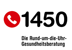 Logo Gesundheitsberatung mit der Aufschrift 1450 Die Rund-um-die-Uhr-Gesundheitsberatung